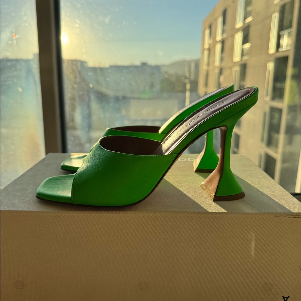 Amina Muaddi Neon Green Heels - Picture 4 of 11